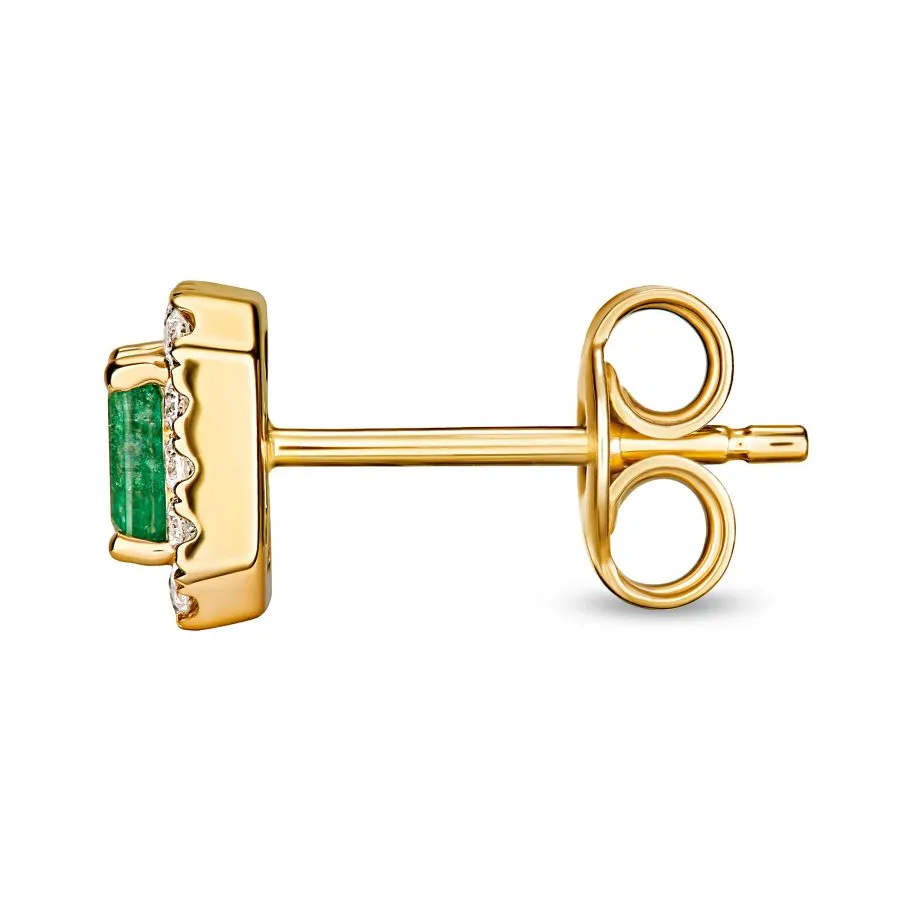 Emerald Elegance zlatne naušnice s dijamantima i smaragdom