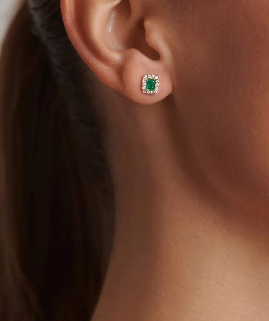 Emerald Elegance zlatne naušnice s dijamantima i smaragdom