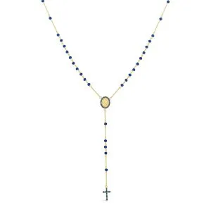 Angelic Blue Rosary zlatna ogrlica krunica