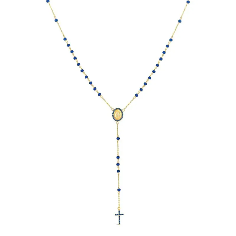 Angelic Blue Rosary zlatna ogrlica krunica