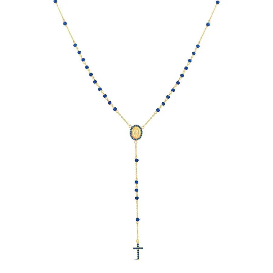Angelic Blue Rosary zlatna ogrlica krunica