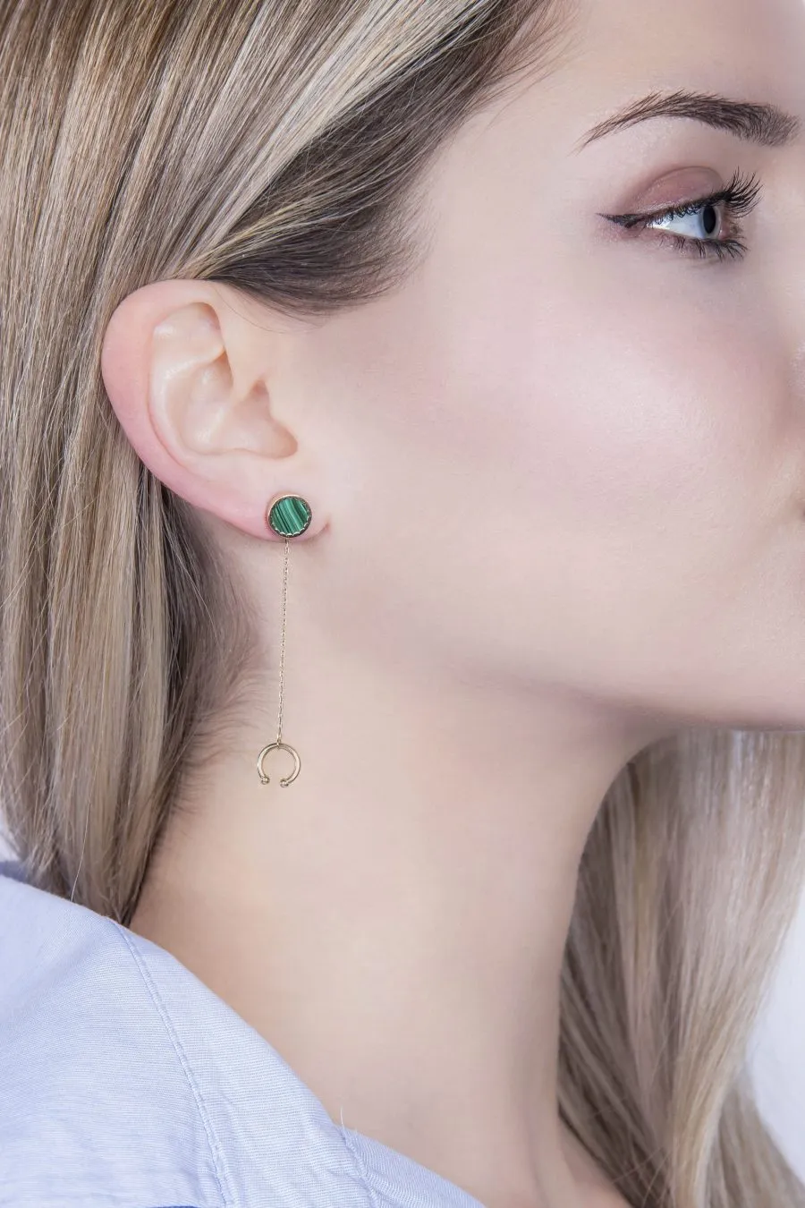 Moon Shine Green zlatne naušnice s malahitom