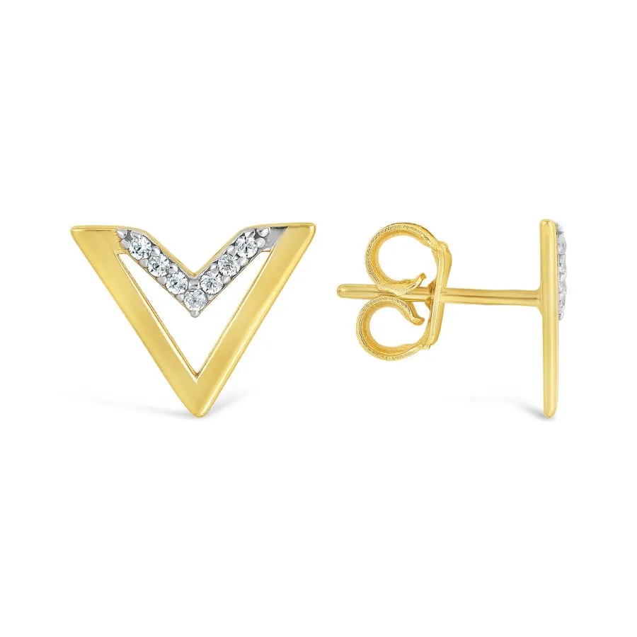 Sophisticated V Studs zlatne naušnice