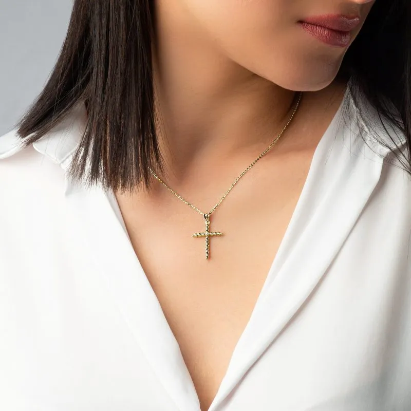 Fine Cross zlatni privjesak - žuto zlato