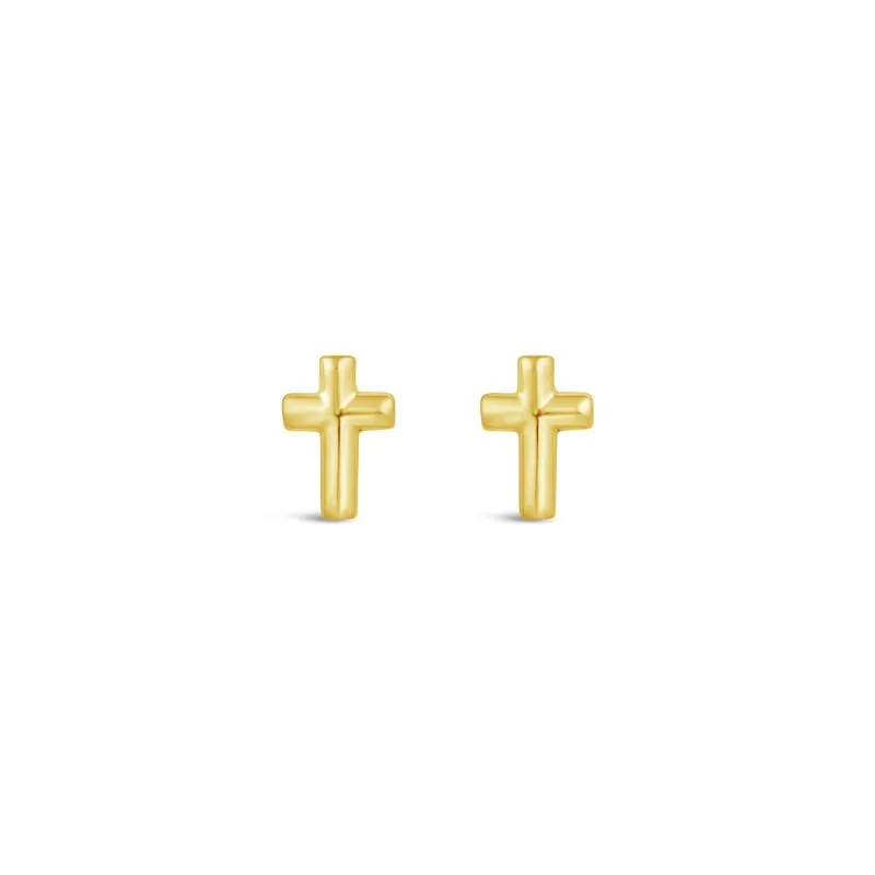 Shiny Crosses zlatne naušnice - žuto zlato