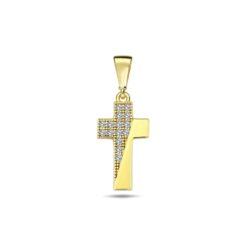 Beautiful Cross zlatni privjesak - žuto zlato