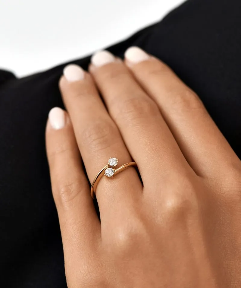 Duo Sparkle zlatni zaručnički prsten s dijamantima 0.26 – 0.34 ct