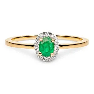 Royal Green zlatni prsten sa smaragdom i dijamantima