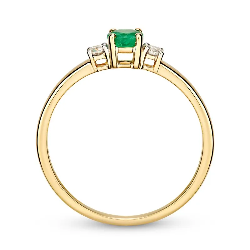 Emerald Sparkle zlatni prsten sa smaragdom i dijamantima