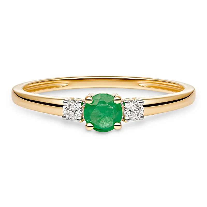 Emerald Sparkle zlatni prsten sa smaragdom i dijamantima