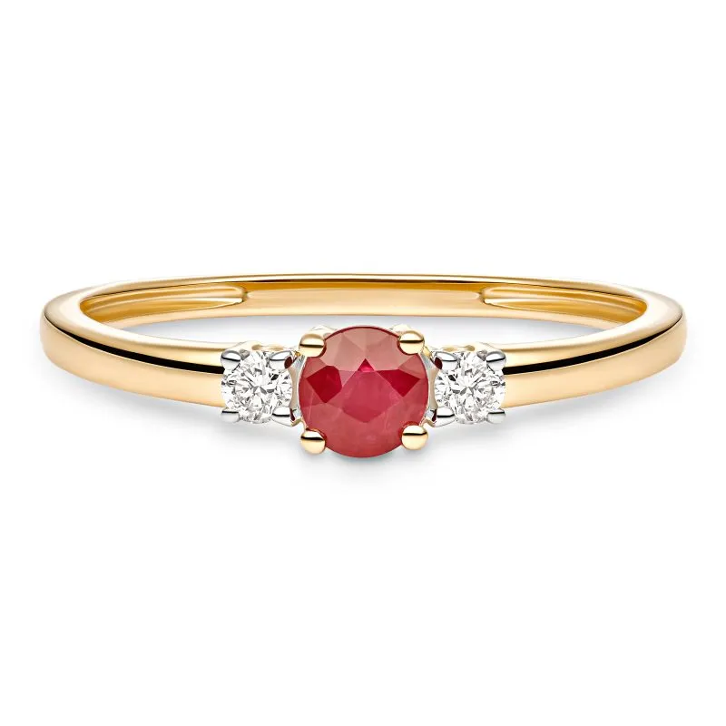 Ruby Sparkle zlatni prsten s rubinom i dijamantima