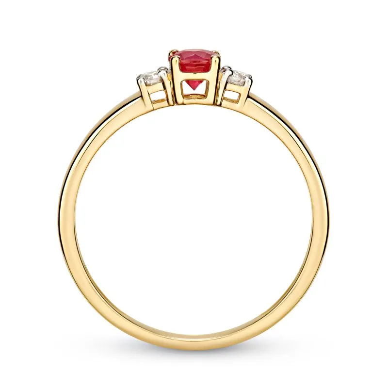 Ruby Sparkle zlatni prsten s rubinom i dijamantima