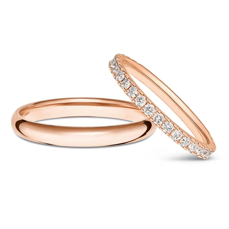 Stellar Shine zlatno vjenčano prstenje par - rozo zlato, 14 kt