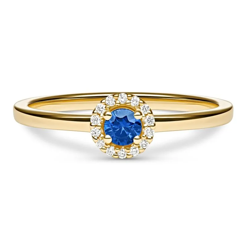 Sapphire Elegance zlatni prsten sa safirom i dijamantima