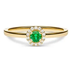 Emerald Elegance zlatni prsten sa smaragdom i dijamantima