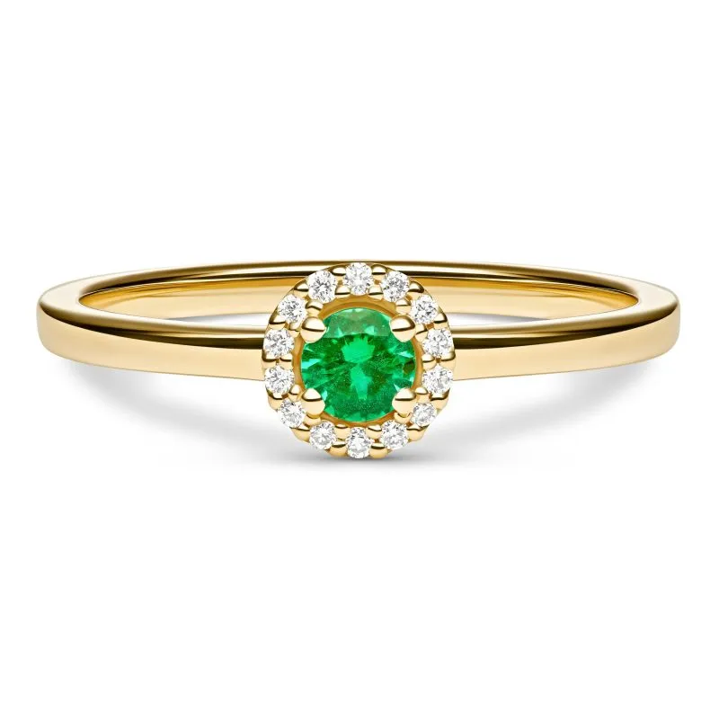 Emerald Elegance zlatni prsten sa smaragdom i dijamantima