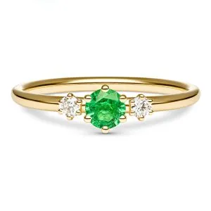Emerald Trinity zlatni prsten sa smaragdom i dijamantima