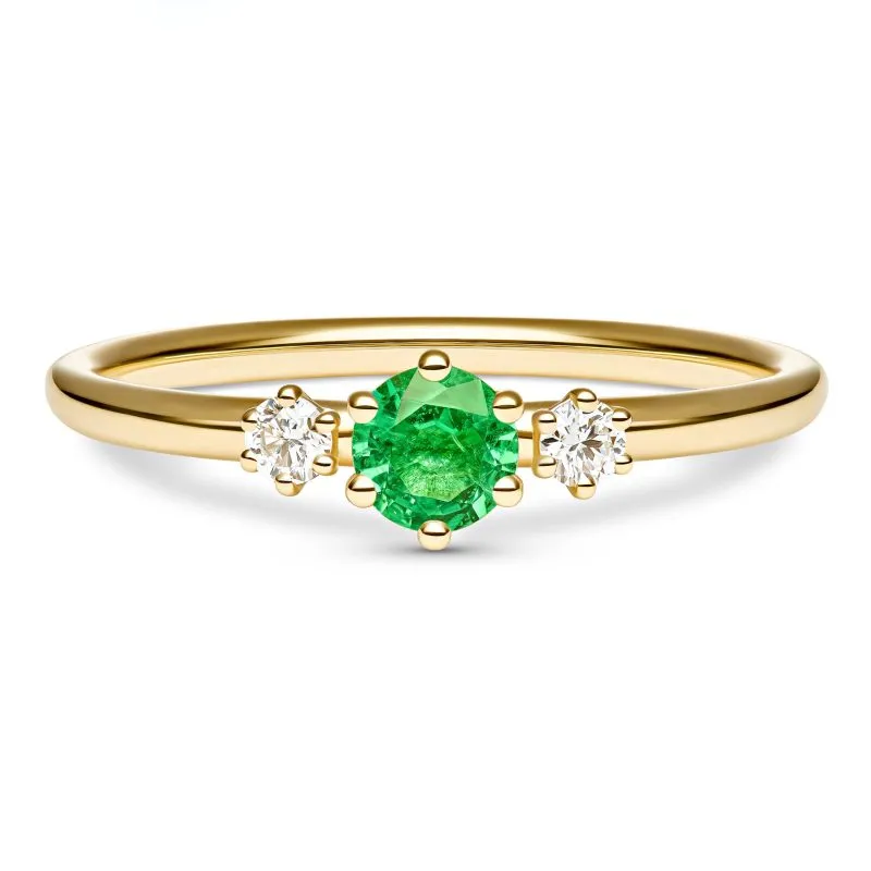 Emerald Trinity zlatni prsten sa smaragdom i dijamantima