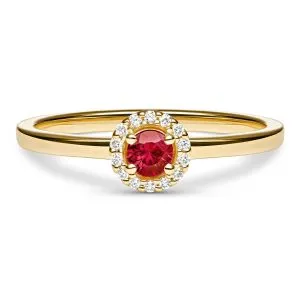 Ruby Elegance zlatni prsten s rubinom i dijamantima
