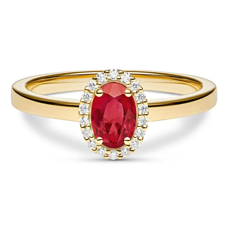 Timeless Ruby zlatni prsten s rubinom i dijamantima