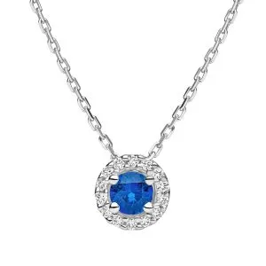 Sapphire Elegance zlatna ogrlica sa safirom i dijamantima
