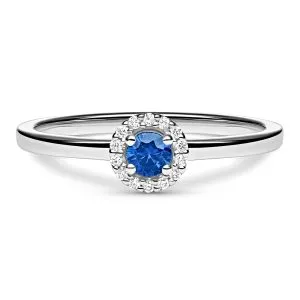 Sapphire Elegance zlatni prsten sa safirom i dijamantima