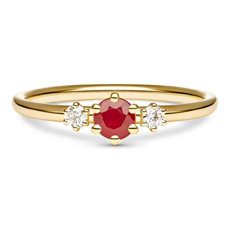 Ruby Trinity zlatni prsten s rubinom i dijamantima