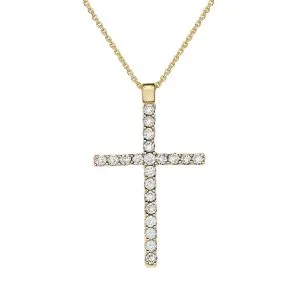 Celestial Cross zlatna ogrlica s dijamantima 0.11 ct