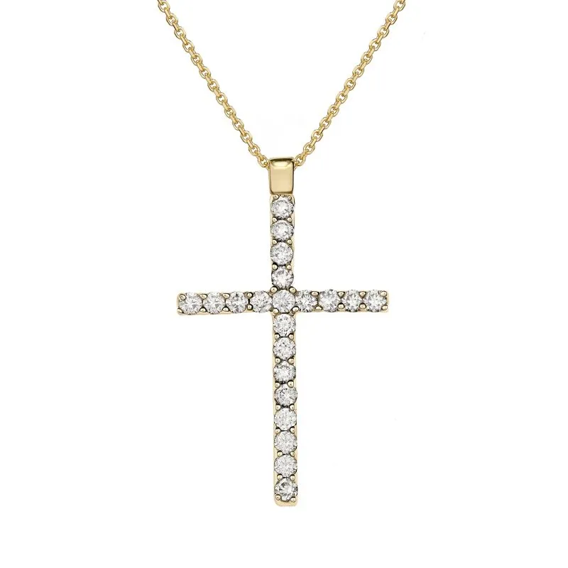 Celestial Cross zlatna ogrlica s dijamantima 0.11 ct