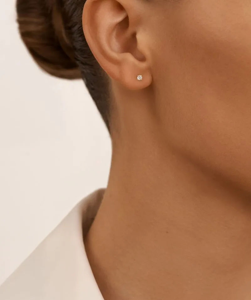 Divine Gleam zlatne naušnice s dijamantima 0.14 ct na modelu